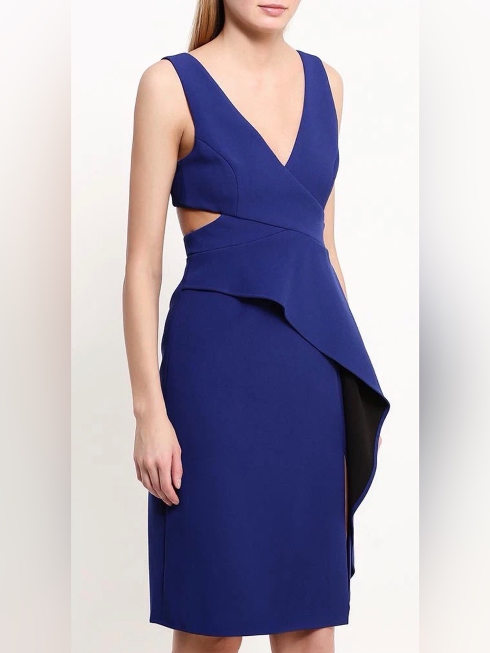 BCBGMAXAZRIA Blue Cutout Asymmetrical Cocktail Dress Size 2